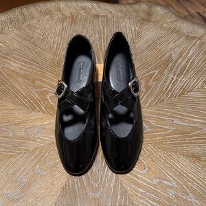 Madewell Black Patent Remy Mary Jane x-Band Flats with Buckle NWOT